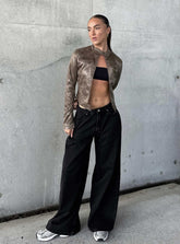 Naylor Mid Rise Wide Leg Jeans Washed Black Denim Petite