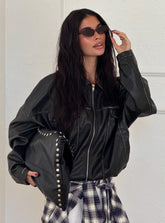 Tanza Faux Leather Jacket Washed Black