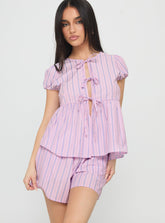 Drop Dead Gorgeous Tie Up Set Purple Stripe