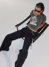 Paltrow Mid Rise Wide Leg Cargo Jeans Black