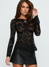 Plentiful Open Back Long Sleeve Top Black