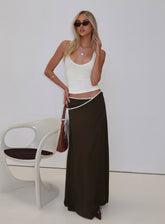 Keirah Contrast Wrap Maxi Skirt Chocolate / White