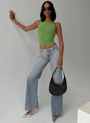 Slow Ride Mid Rise Bootleg Belted Jeans Light Blue