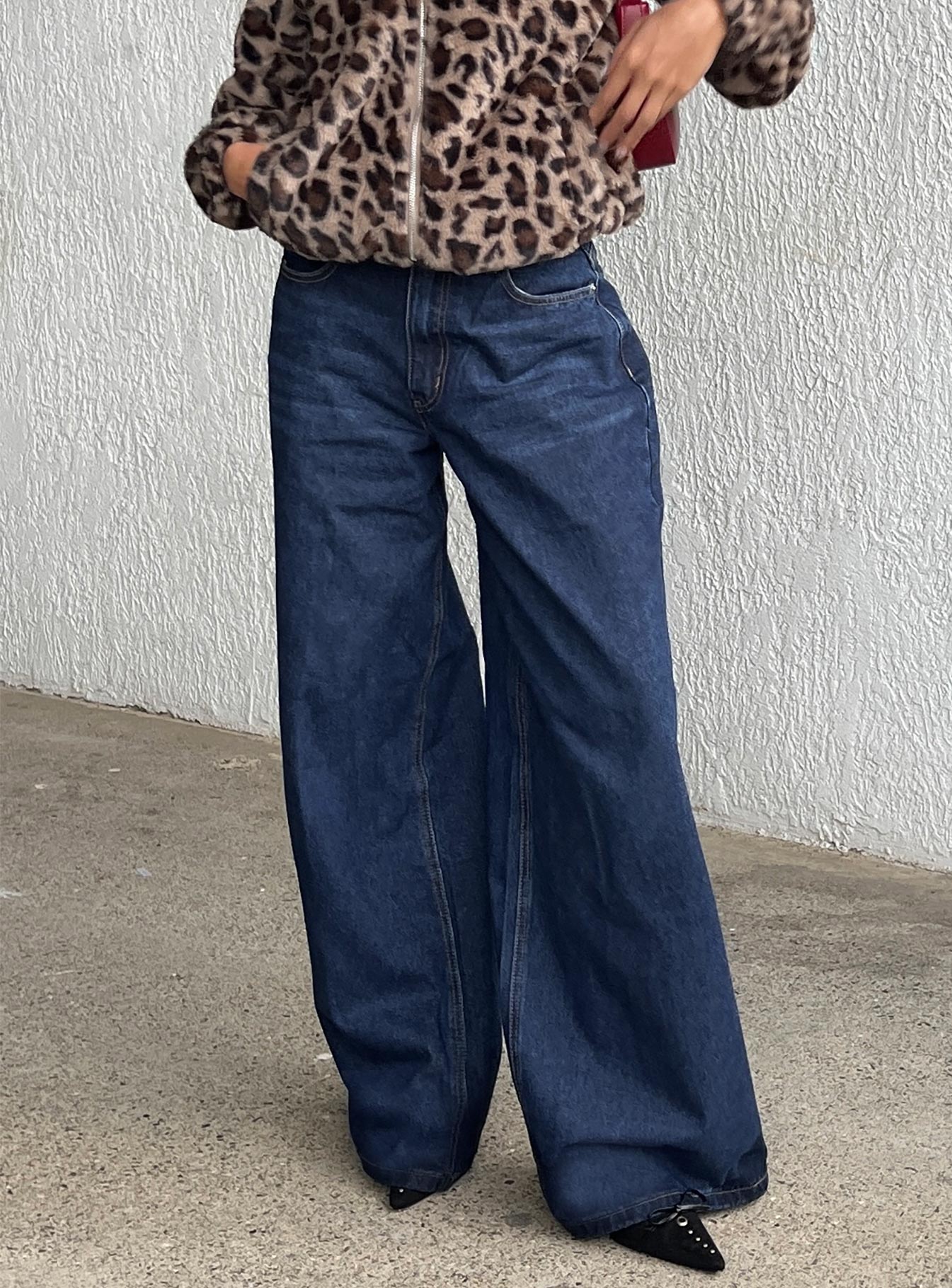 Naylor Mid Rise Wide Leg Jeans Mid Blue Denim Tall