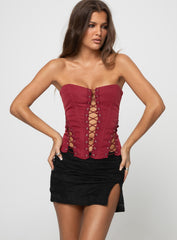 Eden Lace Up Corset Red