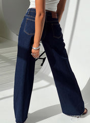 Darla Low Rise Straight Leg Jean Dark Blue Wash