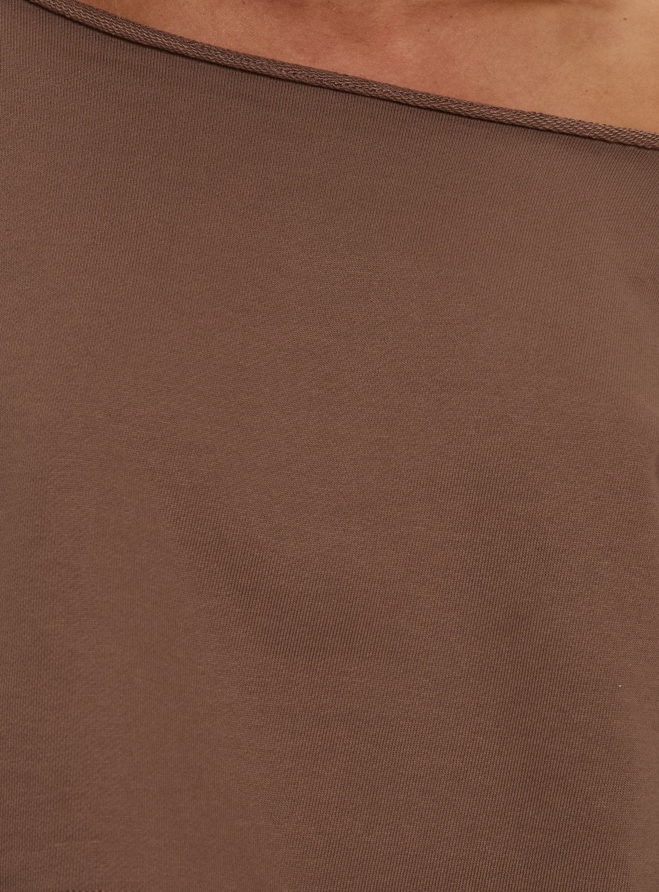 Retreat Raw Edge Off Shoulder Jumper Cocoa