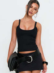 Kasper Cinched Longline Tank Top Black