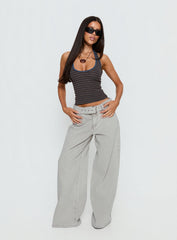 Katlin Mid Rise Wide Leg Buckle Detail Jeans Desert Wash