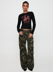 Rodeo Cowboy Long Sleeve Top Washed Wine
