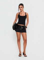 Kasper Cinched Longline Tank Top Black