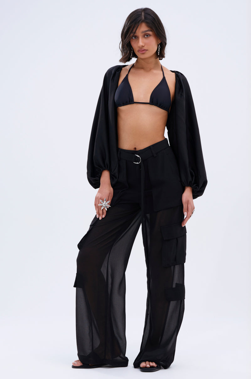 COVER UP CHIFFON SHRUG IN BLACK