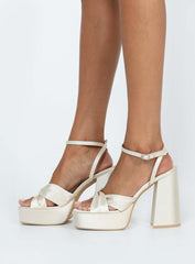 Everlasting Satin Platform Heels Champagne