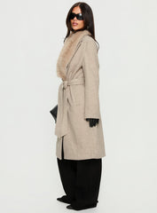 Hallyn Faux Fur Collar Coat Beige