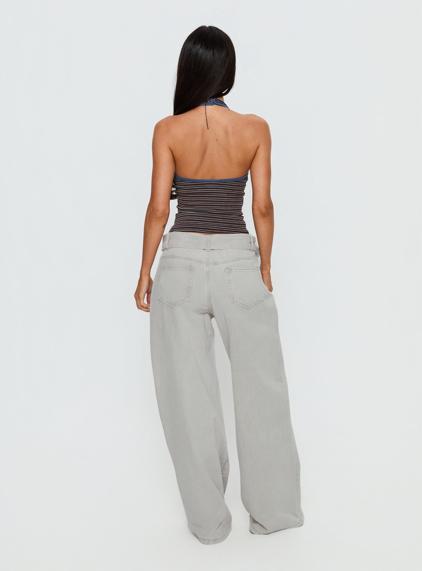 Katlin Mid Rise Wide Leg Buckle Detail Jeans Desert Wash