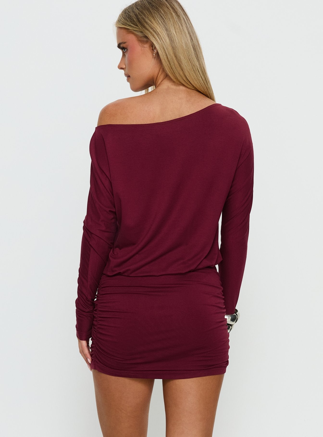 Kaitlinn Ruched Long Sleeve Playsuit Red
