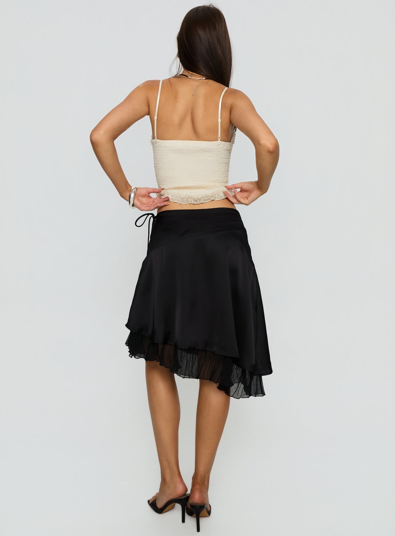 Rosemead Satin Midi Skirt Black