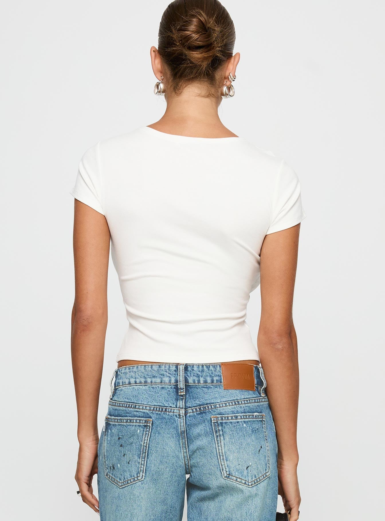 We Could Go Lace Detail Top White