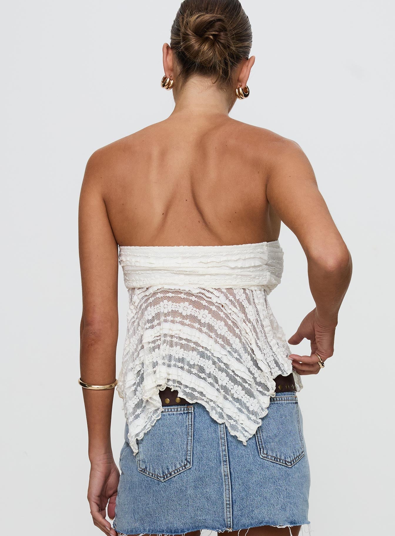 You Were Right Strapless Textured Top Cream