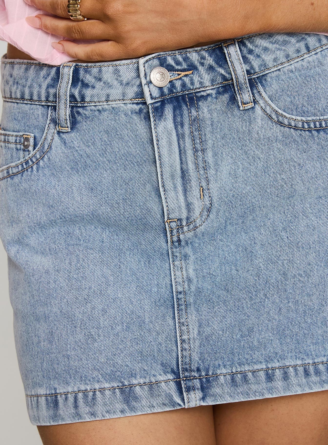 Nickei Denim Mini Skirt Light Wash Tall