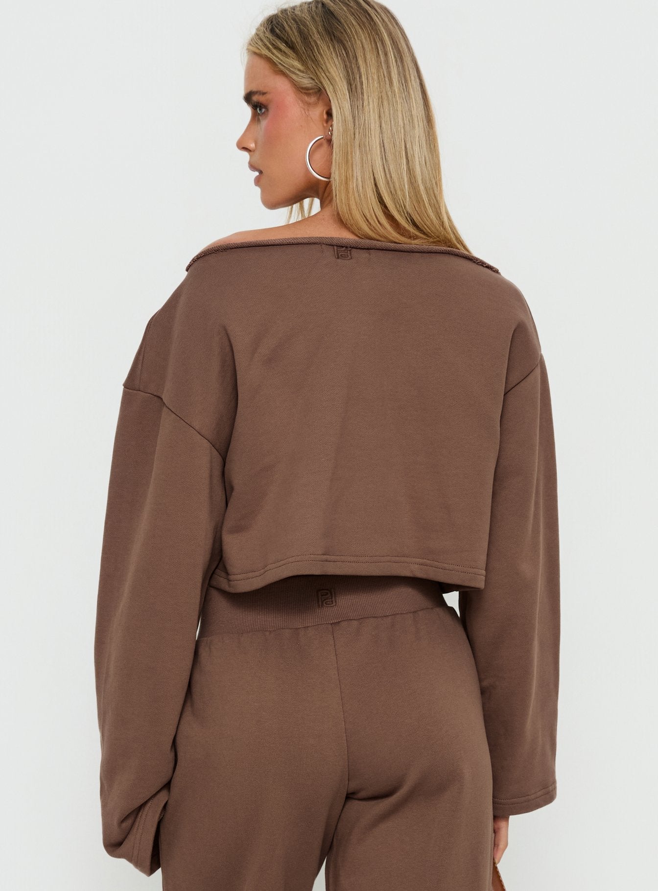 Retreat Raw Edge Off Shoulder Jumper Cocoa