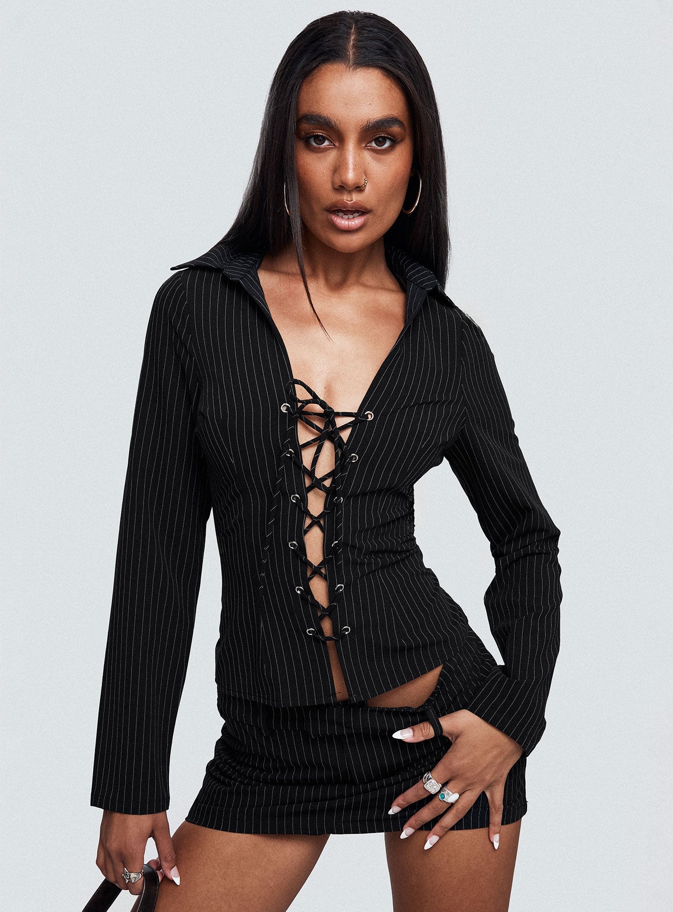 Feminique Skort Black Stripe