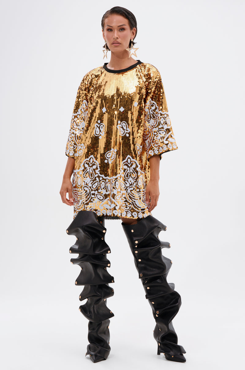 BOUJEE BANDANA SEQUIN MINI DRESS