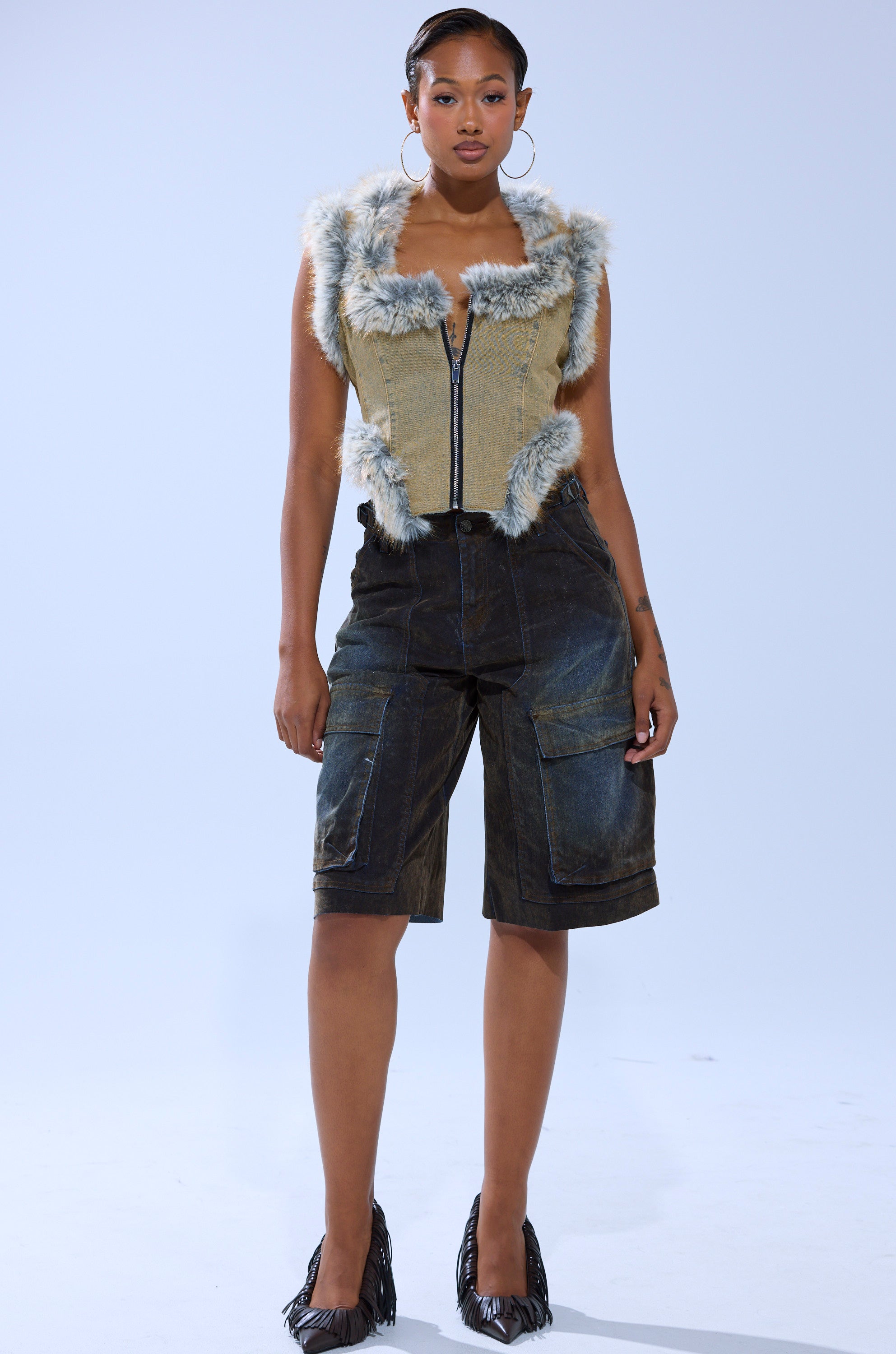 BELLA VELVET DENIM JORT