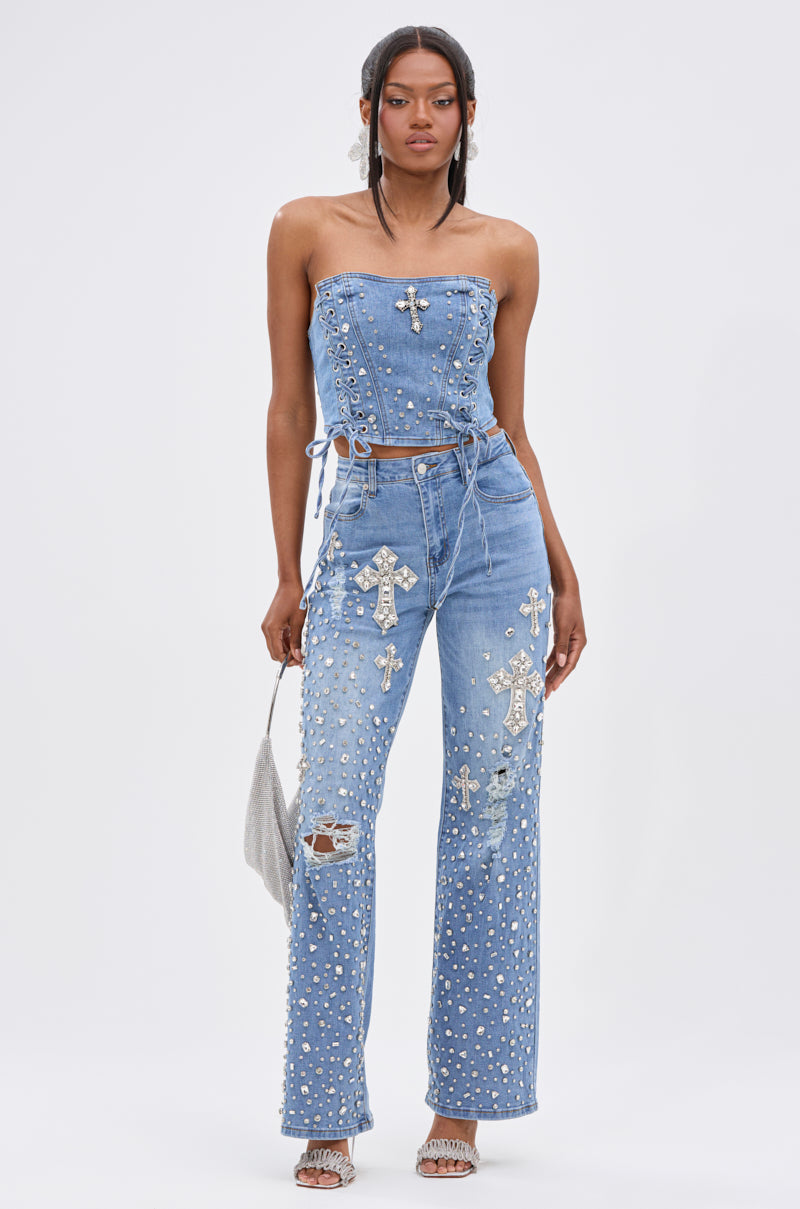 FEELING GRATEFUL RHINESTONE CORSET