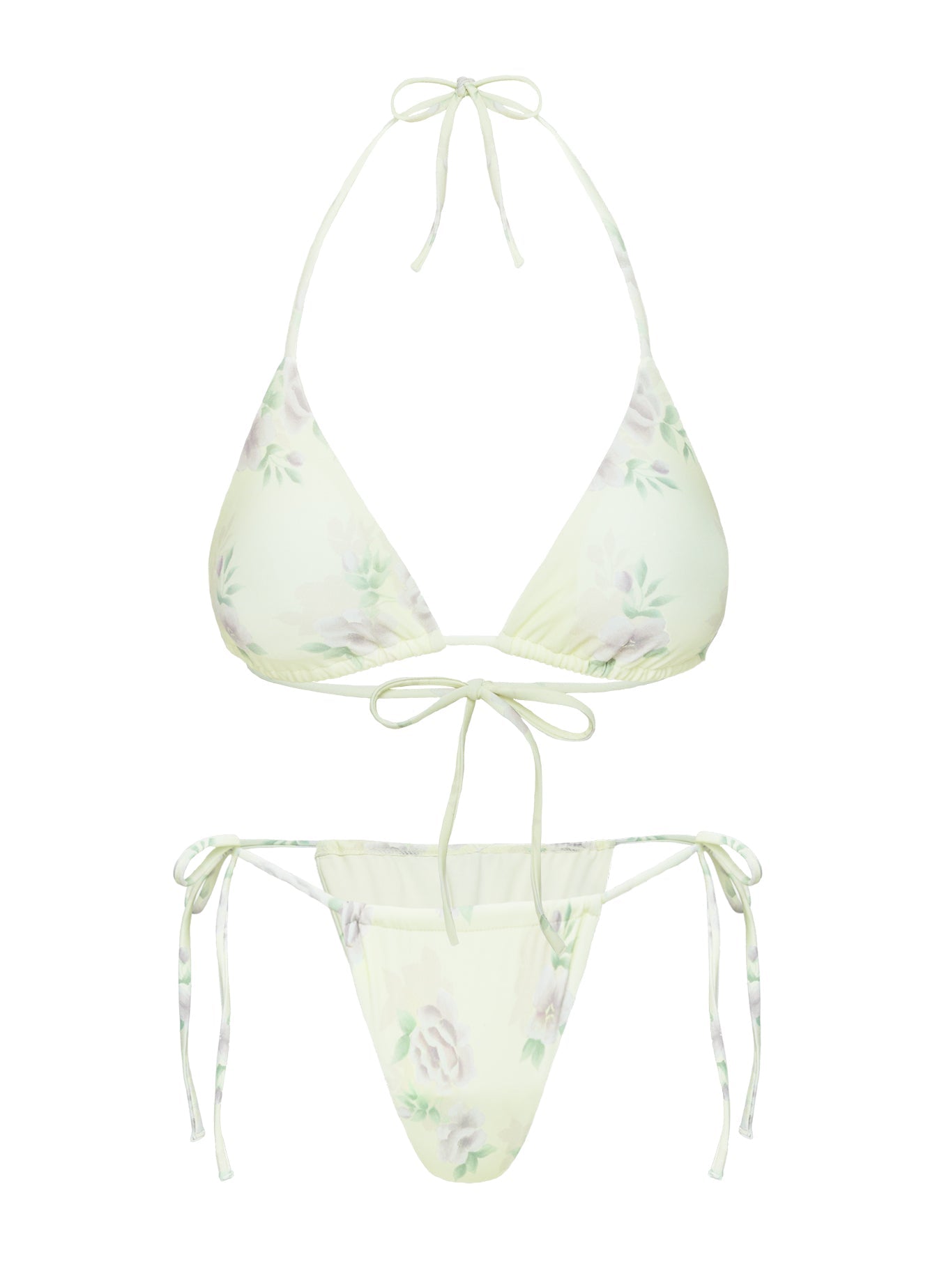 Jenner Triangle Bikini Top Yellow / Purple Floral