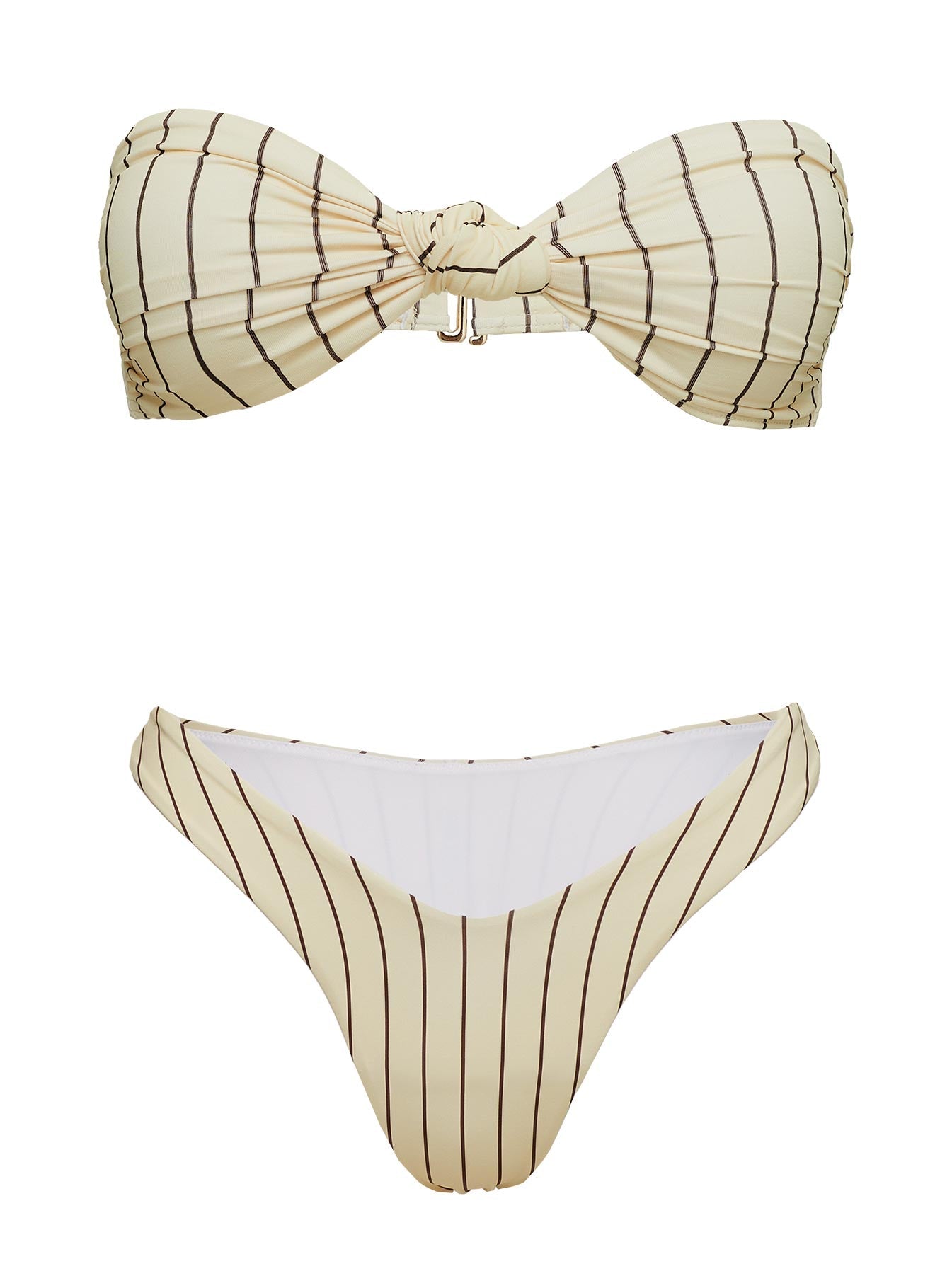 Nevaeh High Cut Bikini Bottoms Yellow Stripe