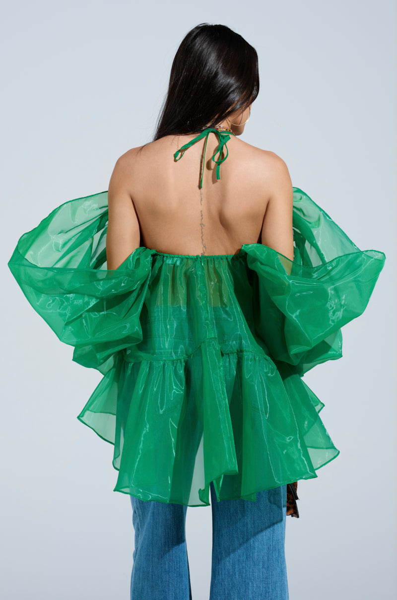 AN ELEGANT EVENING ORGANZA BLOUSE