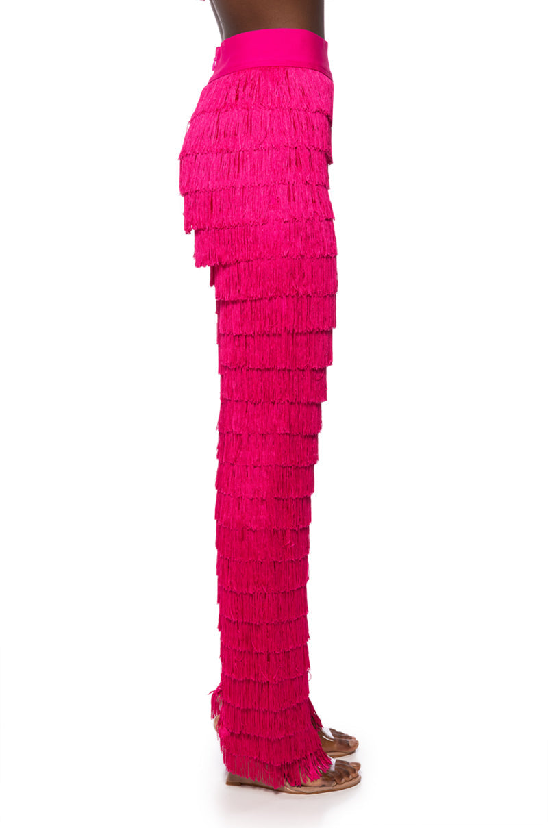 BEST EVER FRINGE WIDE LEG PANT IN FUCHSIA