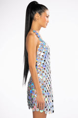 DISCO BABE HOLOGRAPHIC SHIFT DRESS