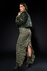 ENCORE SCRUNCHED SLIT MAXI SKIRT