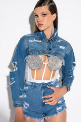 MARINA DISTRESSED DENIM SHORT