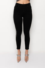 MOONWALKER RHINESTONE HIGH RISE SKINNY JEANS