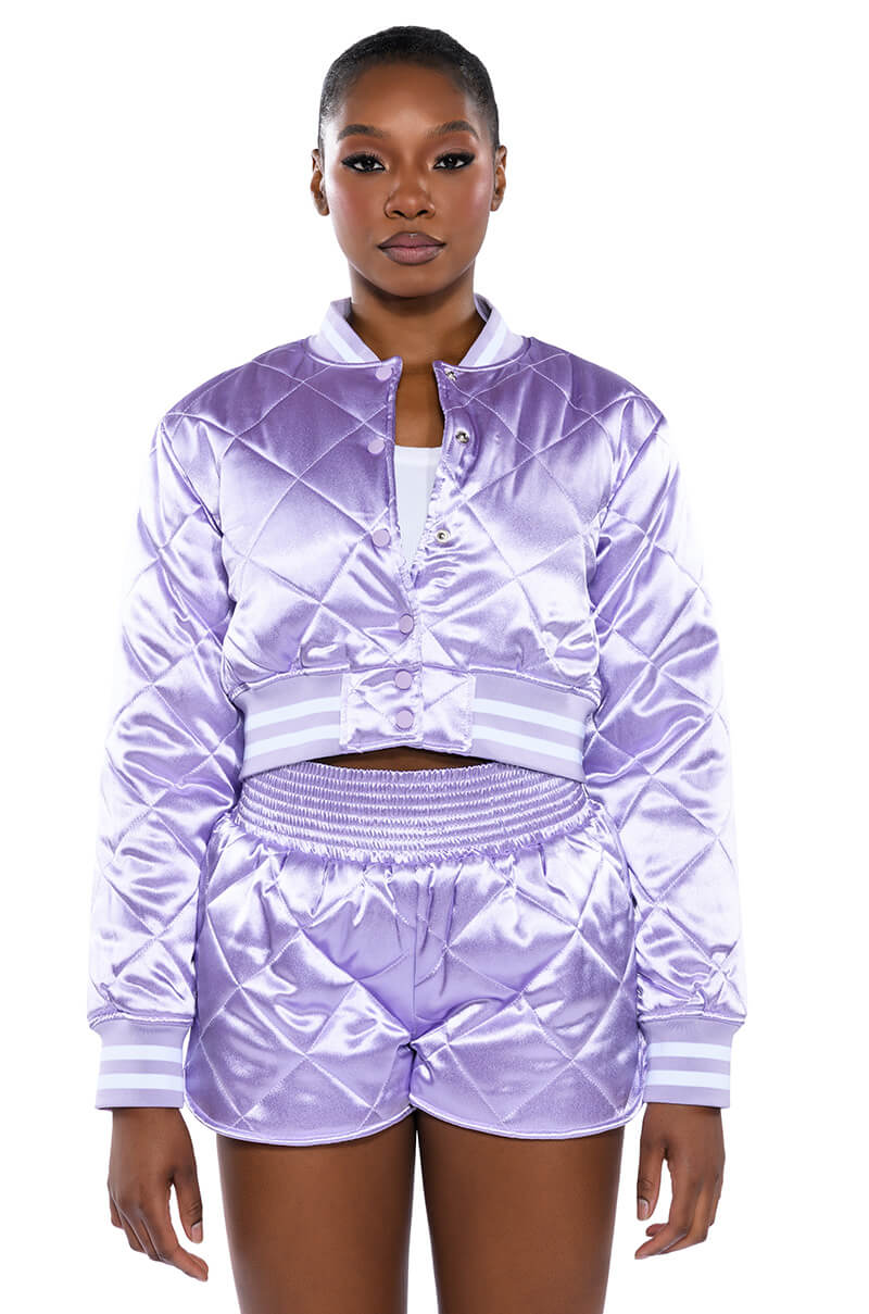 NO CAP QUILTED SATIN DOLPHIN SHORTS