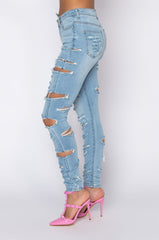 OPPOSITE DIRECTION HIGH WAISTED DISTRESSED SKINNY JEANS