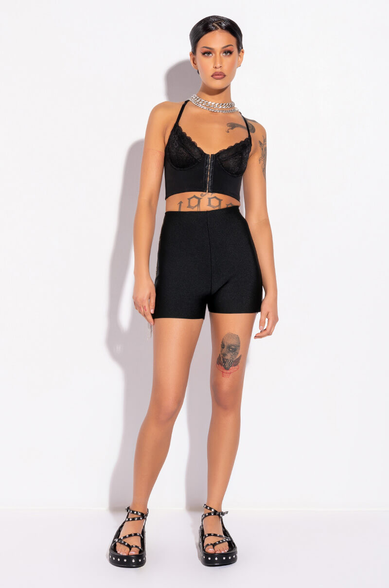 GEMMA FRINGE DETAIL BANDAGE SHORT